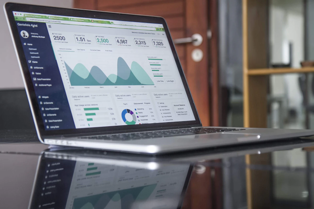 ERP analytics dashboard on a laptop